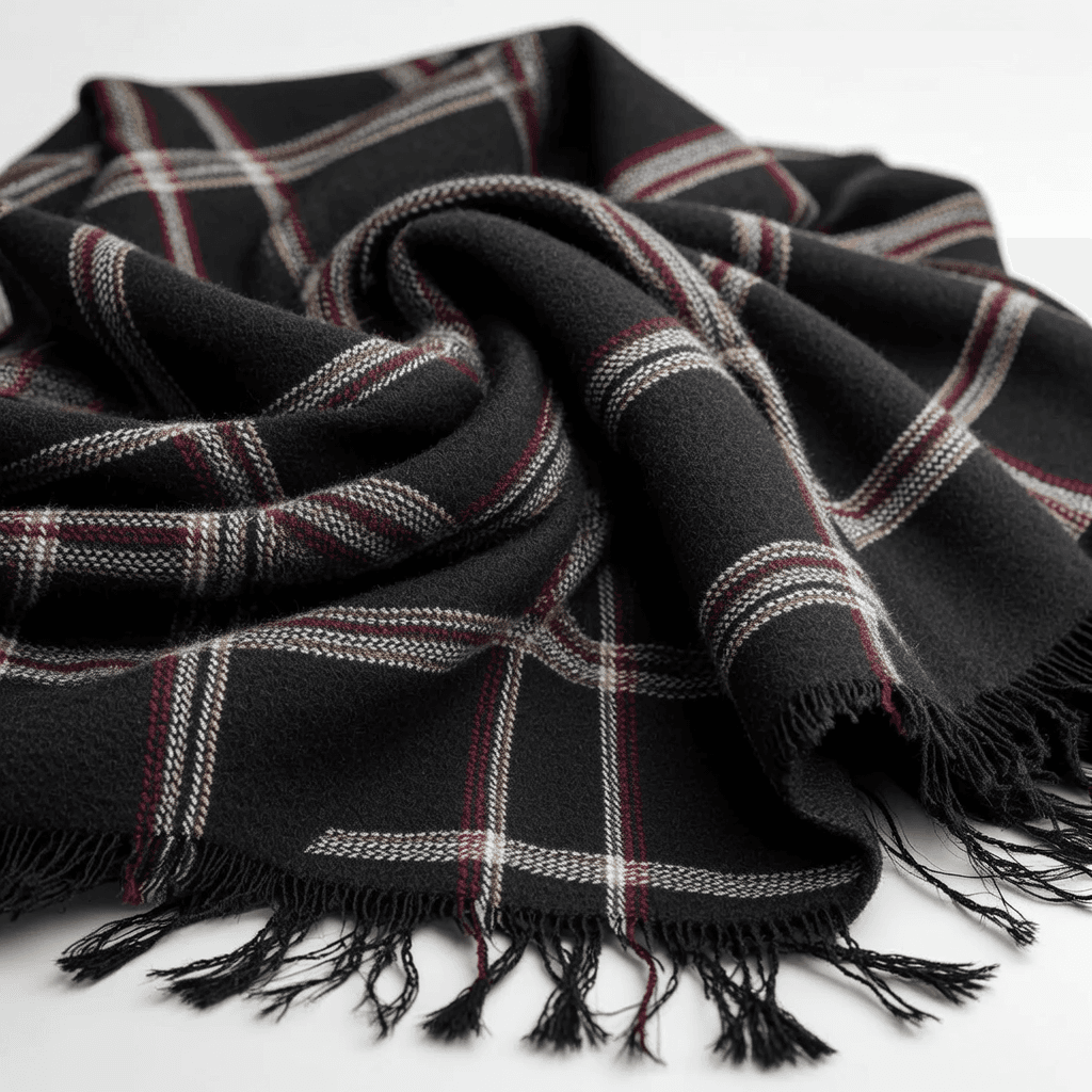 Check Cashmere Scarf Beige One Size — alternate view